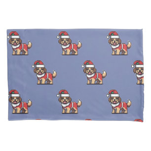 We wish you a merry christmas with cute dog santa  pillowcase