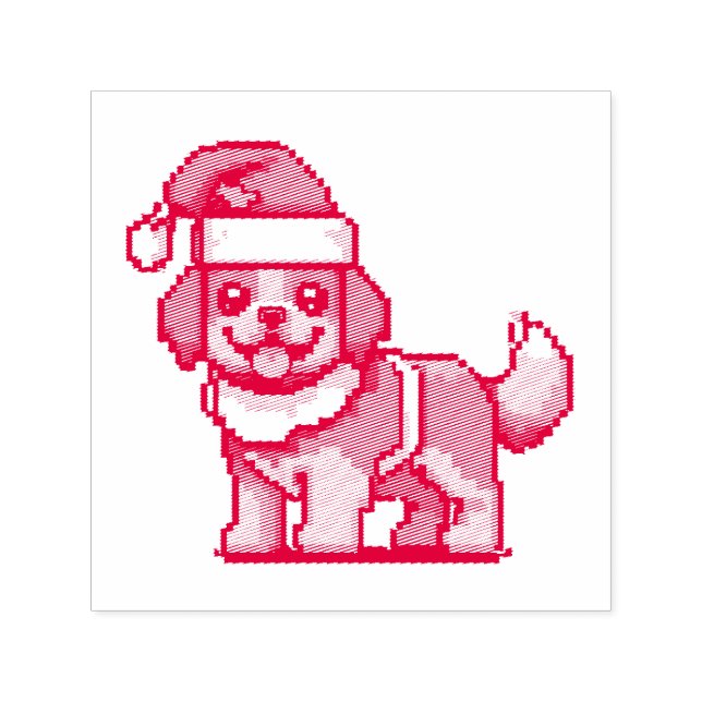 We wish you a merry christmas with cute dog santa  self-inking stamp (Design)