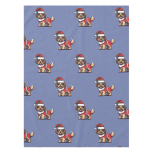 We wish you a merry christmas with cute dog santa tablecloth