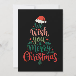 We Wish You A Merry Christmas Xmas Santa Hat Holiday Card