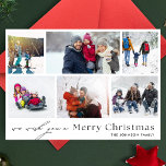 we wish you MERRY CHRISTMAS | 6 Photo Collage Holiday Card<br><div class="desc">we wish you MERRY CHRISTMAS | 6 Photo Collage Holiday Card. This trendy card includes a photo collage of 6 family photos on the front with custom text and background.</div>