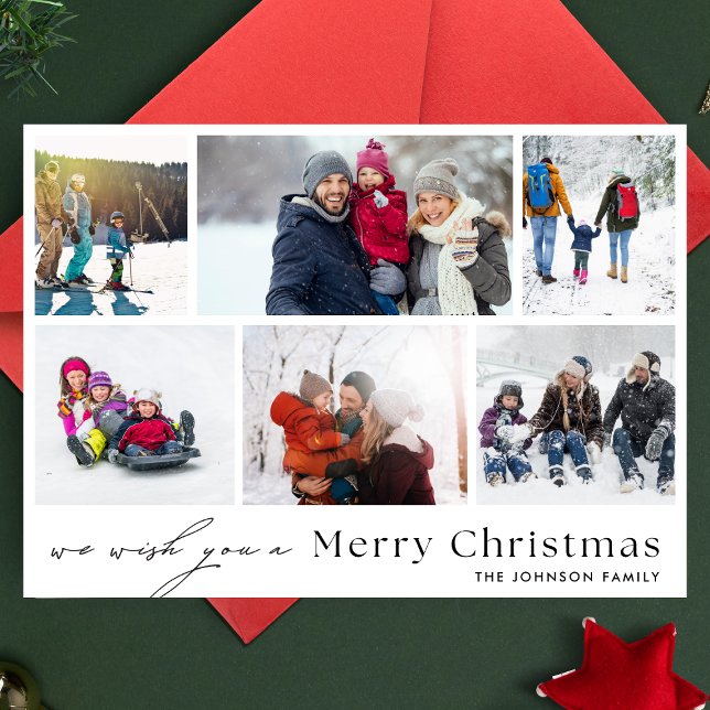 we wish you MERRY CHRISTMAS | 6 Photo Collage Holiday Card (Creator Uploaded)