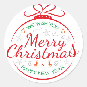 We Wish You Merry Christmas And Happy New Year Classic Round Sticker