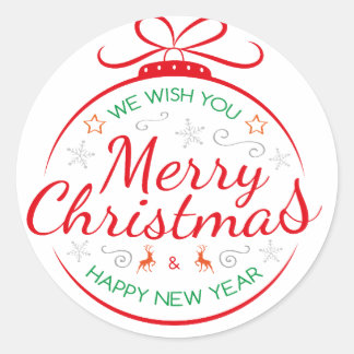 We Wish You Merry Christmas And Happy New Year Classic Round Sticker