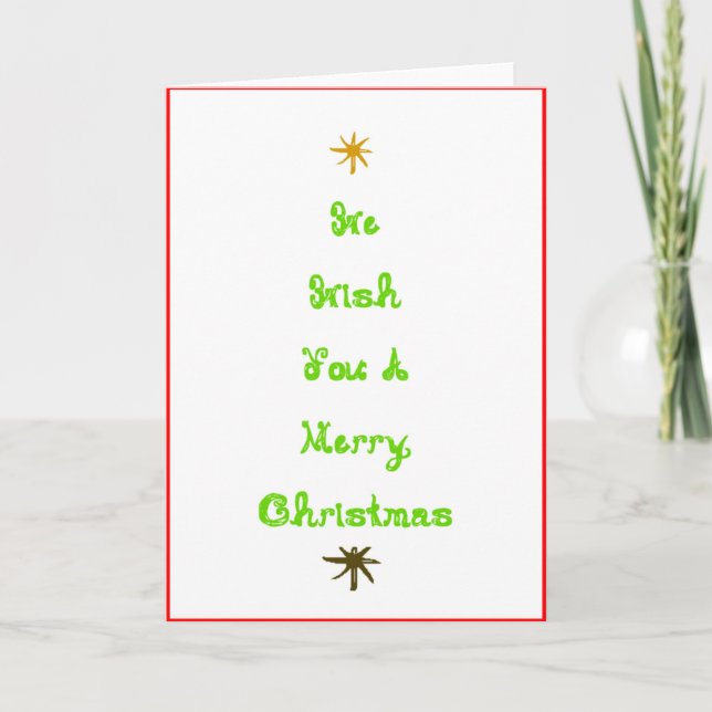 We Wish You Merry Christmas Fabric Font Word Tree  Holiday Card (Front)
