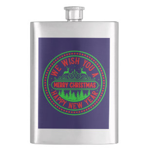 We Wish You Merry Christmas Happy New Year-13395 Hip Flask