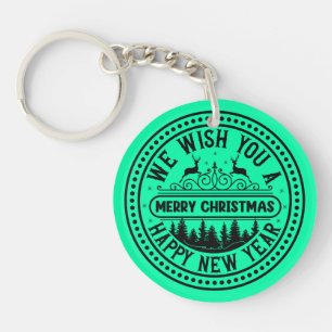 We Wish You Merry Christmas Happy New Year-66244B Key Ring