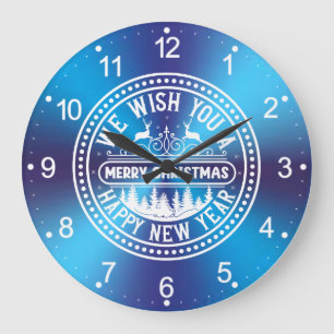 We Wish You Merry Christmas Happy New Year  Large Clock