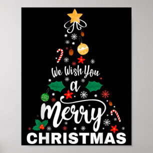 We Wish You Merry Christmas Vintage Xmas Tree Funn Poster