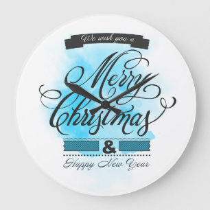We wish you to Merry Christmas & Happy New Year Large Clock