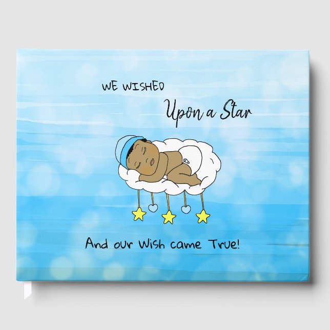 We Wished Upon a Star Boy's  Baby Shower Ethnic Guest Book (Front)