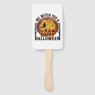 We Witch You a Happy Halloween Vintage Hand Fan