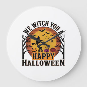 We Witch You a Happy Halloween Vintage Large Clock