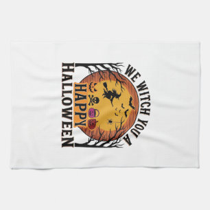 We Witch You a Happy Halloween Vintage Tea Towel
