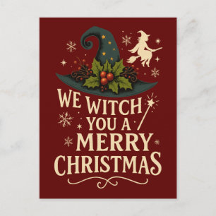 We Witch You a Merry Christmas Holiday Postcard