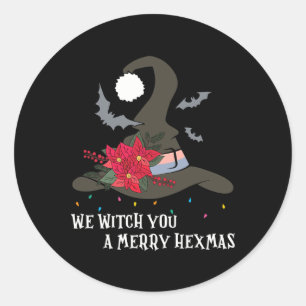 We Witch You Merry Hexmas Witchy Christmas Wiccan Classic Round Sticker