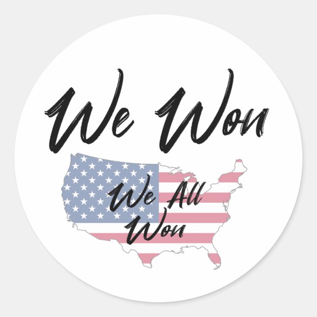 We Won Classic Round Sticker (Front)