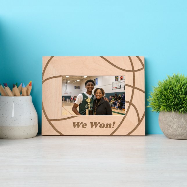 We Won | Cute Simple Modern Rustic Basketball Text Etched Frames (Creator Uploaded)
