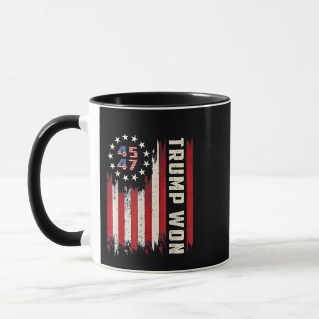 We Won TRUMP INAUGURATION American Flag  Mug (Left)