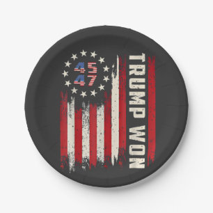 We Won TRUMP INAUGURATION American Flag  Paper Plate