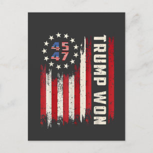 We Won TRUMP INAUGURATION American Flag  Postcard