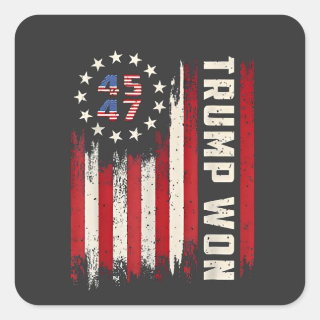 We Won TRUMP INAUGURATION American Flag  Square Sticker (Front)