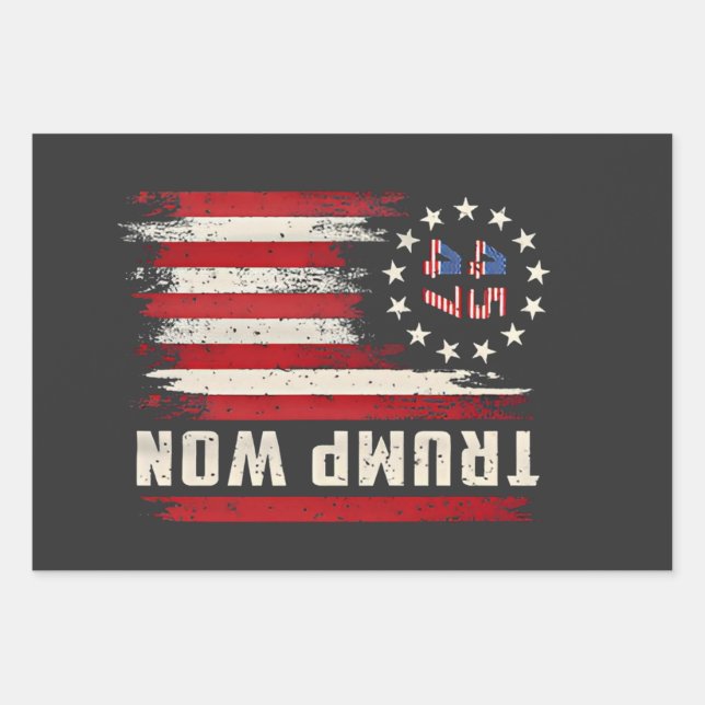 We Won TRUMP INAUGURATION American Flag  Wrapping Paper Sheet (Front)