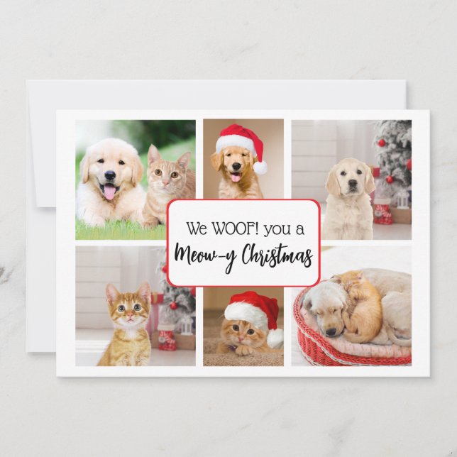 We Woof You a Meow-y Christmas Greeting Card (Front)