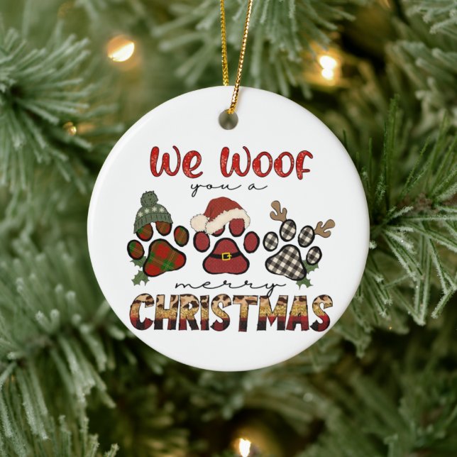 We Woof You A Merry Christmas Ceramic Tree Decoration (Tree)