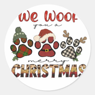 We Woof You A Merry Christmas Classic Round Sticker