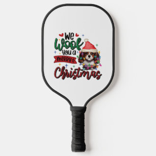 We Woof You a Merry Christmas - Funny Spaniel Dog Pickleball Paddle