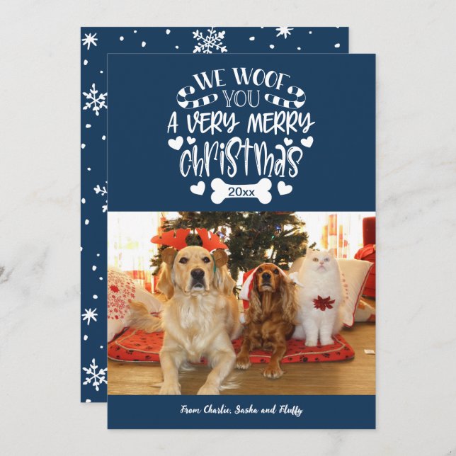 We Woof You A Merry Christmas Photo Holiday Card (Front/Back)
