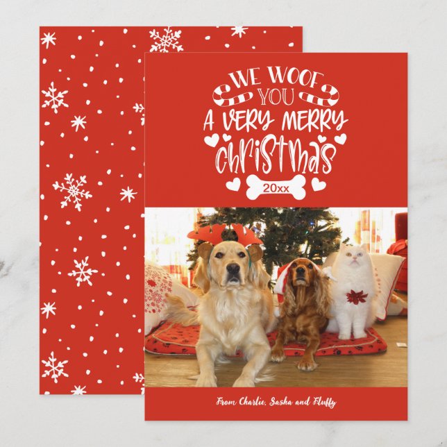 We Woof You A Merry Christmas Photo Holiday Card (Front/Back)