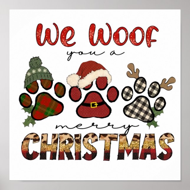 We Woof You A Merry Christmas Poster (Front)