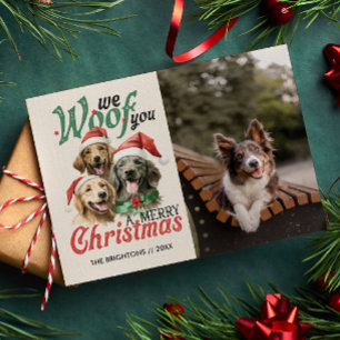 WE WOOF YOU MERRY CHRISTMAS DOG PET FURRY  HOLIDAY POSTCARD