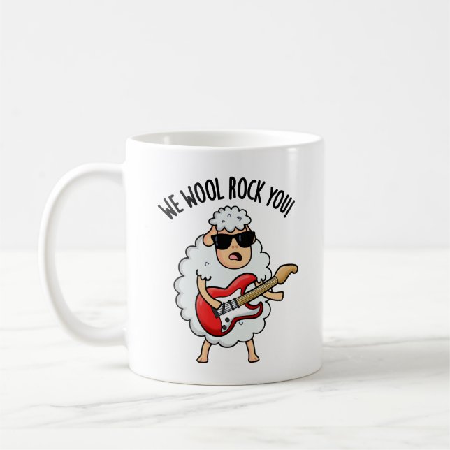 We Wool Rock You Funny Sheep Pun  Coffee Mug (Left)