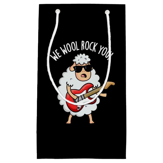 We Wool Rock You Funny Sheep Pun Dark BG Small Gift Bag (Front)