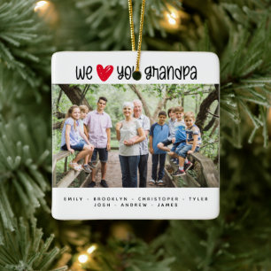 We ♥ You Grandpa Keepsake Photo Ceramic Ornament