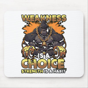 Weakness Is A Choice Fitness Gym Motivational Work Mouse Mat