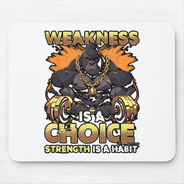 Weakness Is A Choice Fitness Gym Motivational Work Mouse Mat (Front)