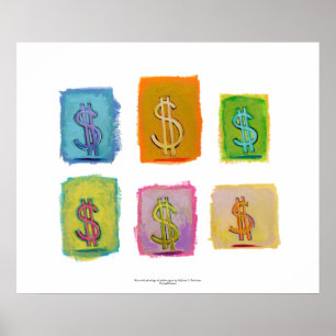 Wealth abundance economics money fun happy art poster