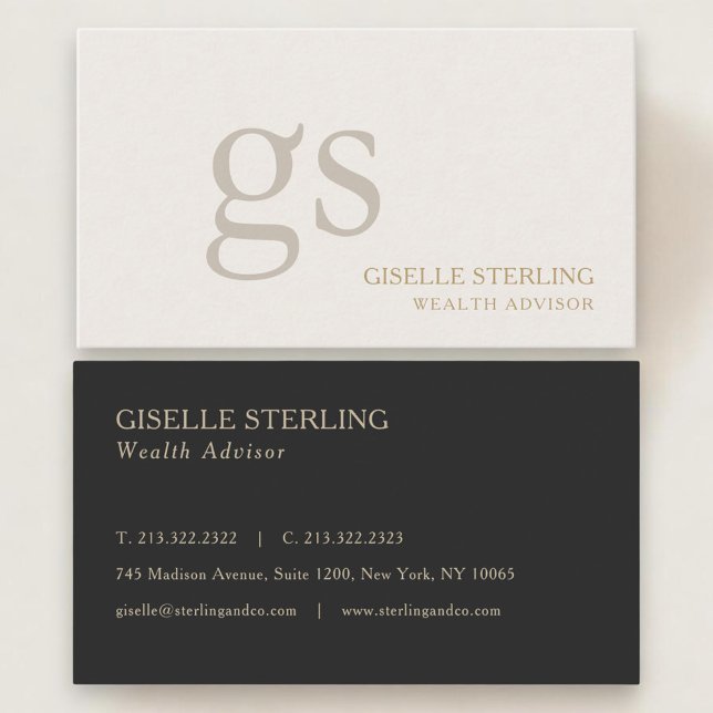 Wealth Advisor Monogram Professional Business Card (Creator Uploaded)