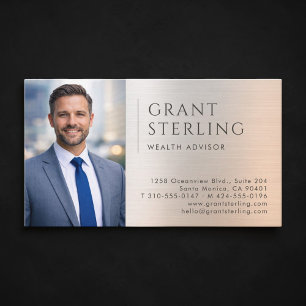 Wealth Advisor Photo Metallic Business Card