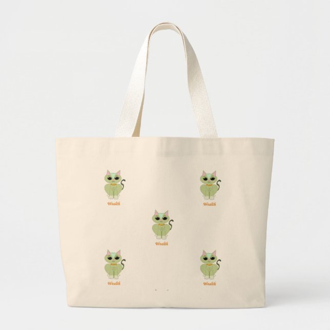 Wealth Cat Pattern Tote Bag (Front)