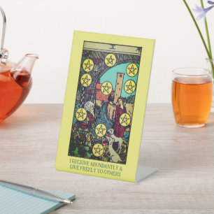 Wealthy And Abundant Ten Of Pentacles Tarot Card Pedestal Sign