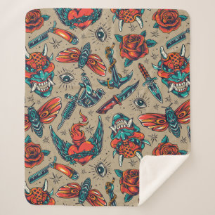 Weapons and roses sherpa blanket