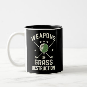 Weapons of Grass Destruction Golf Clubs Sarcastic Two-Tone Coffee Mug