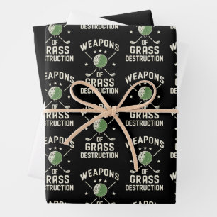 Weapons of Grass Destruction Golf Clubs Sarcastic Wrapping Paper Sheet