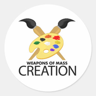 Weapons of mass creation classic round sticker