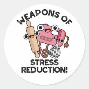 Weapons Of Stress Reduction Funny Baking Pun Classic Round Sticker